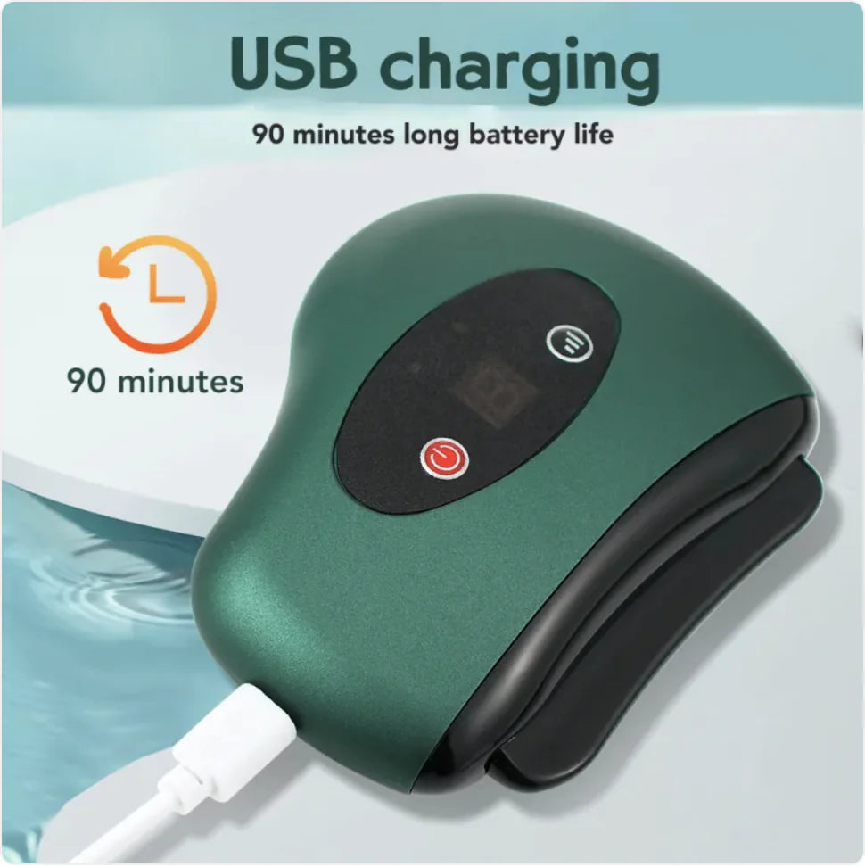 USB rechargeable, about 90 minutes per charge
