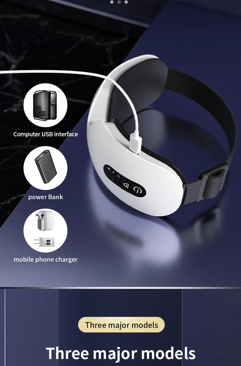 RejuvaRay Eye Massager charges by USB from a laptop, power bank or phone charger