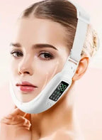 RejuvaRay Glow Jawline Massager worn along the jawline