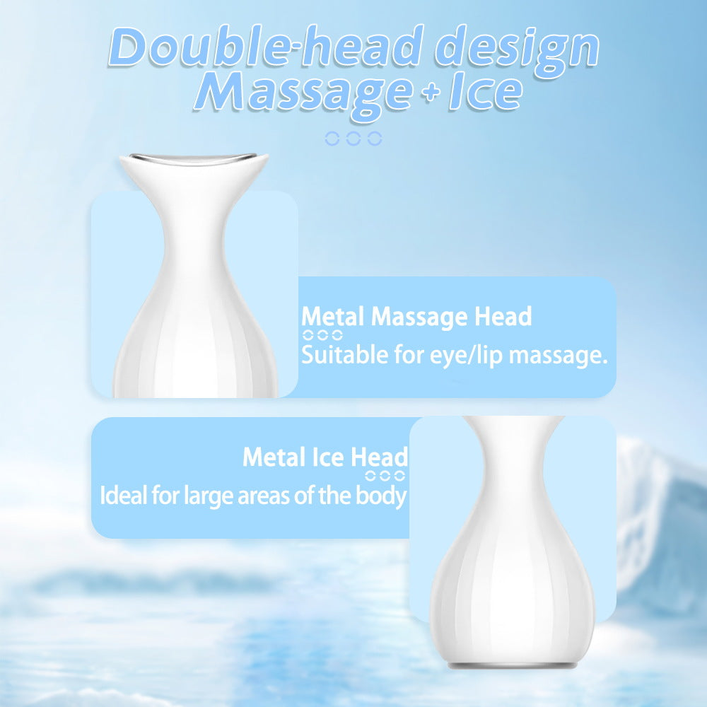 Two heads: small for eyes and nose, wide for face and neck